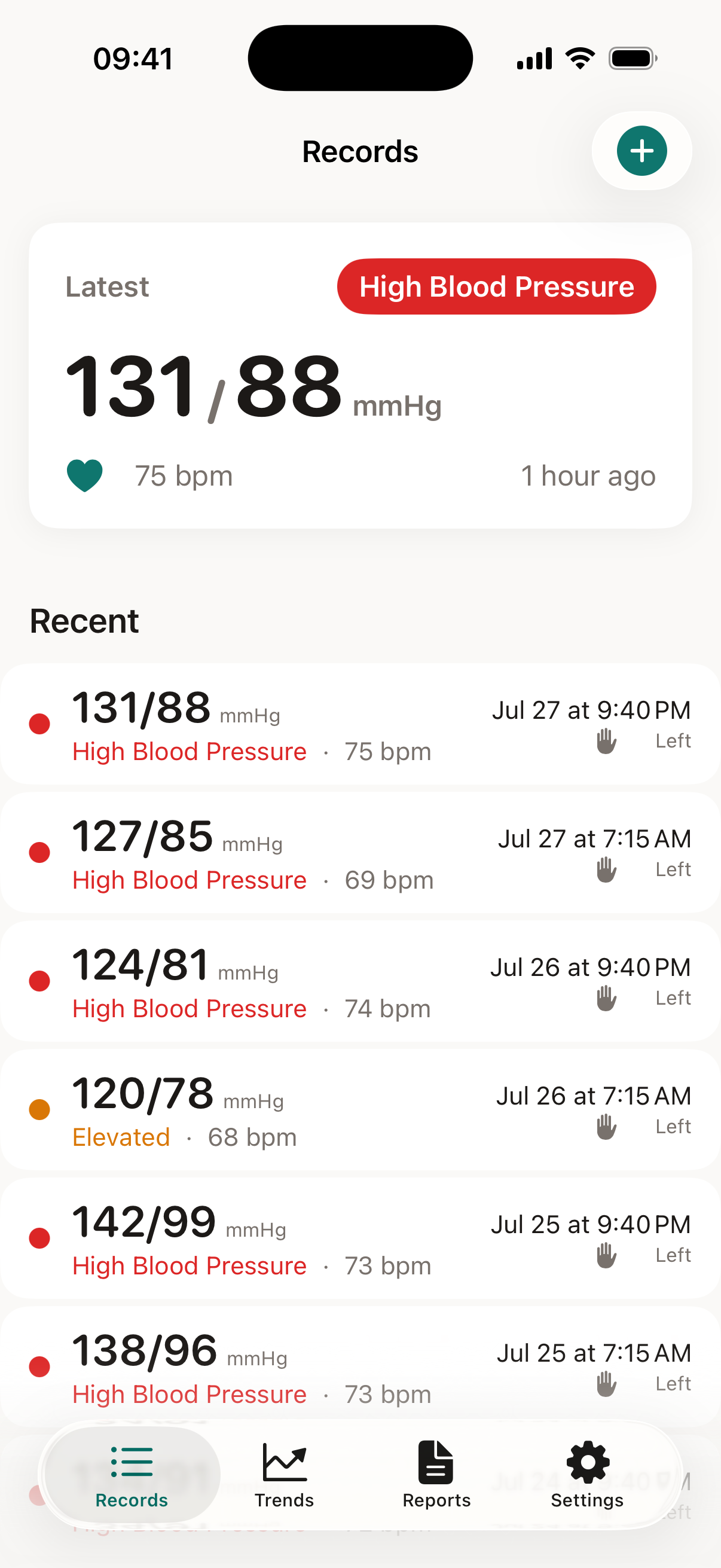 BP Note records screen screenshot